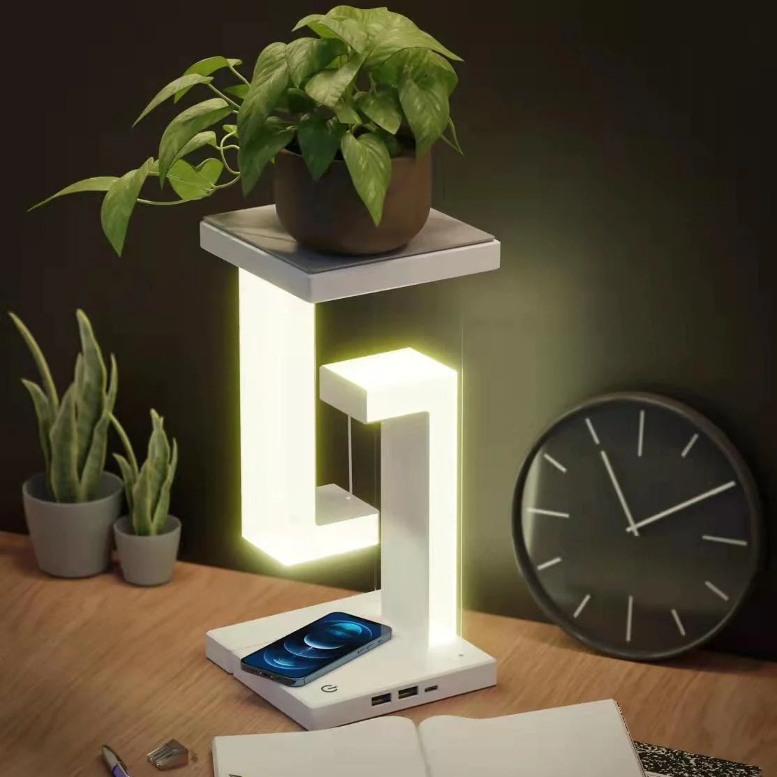 Creative Smartphone Wireless Charging Suspension Table Lamp Balance Lamp Floating for Home Bedroom