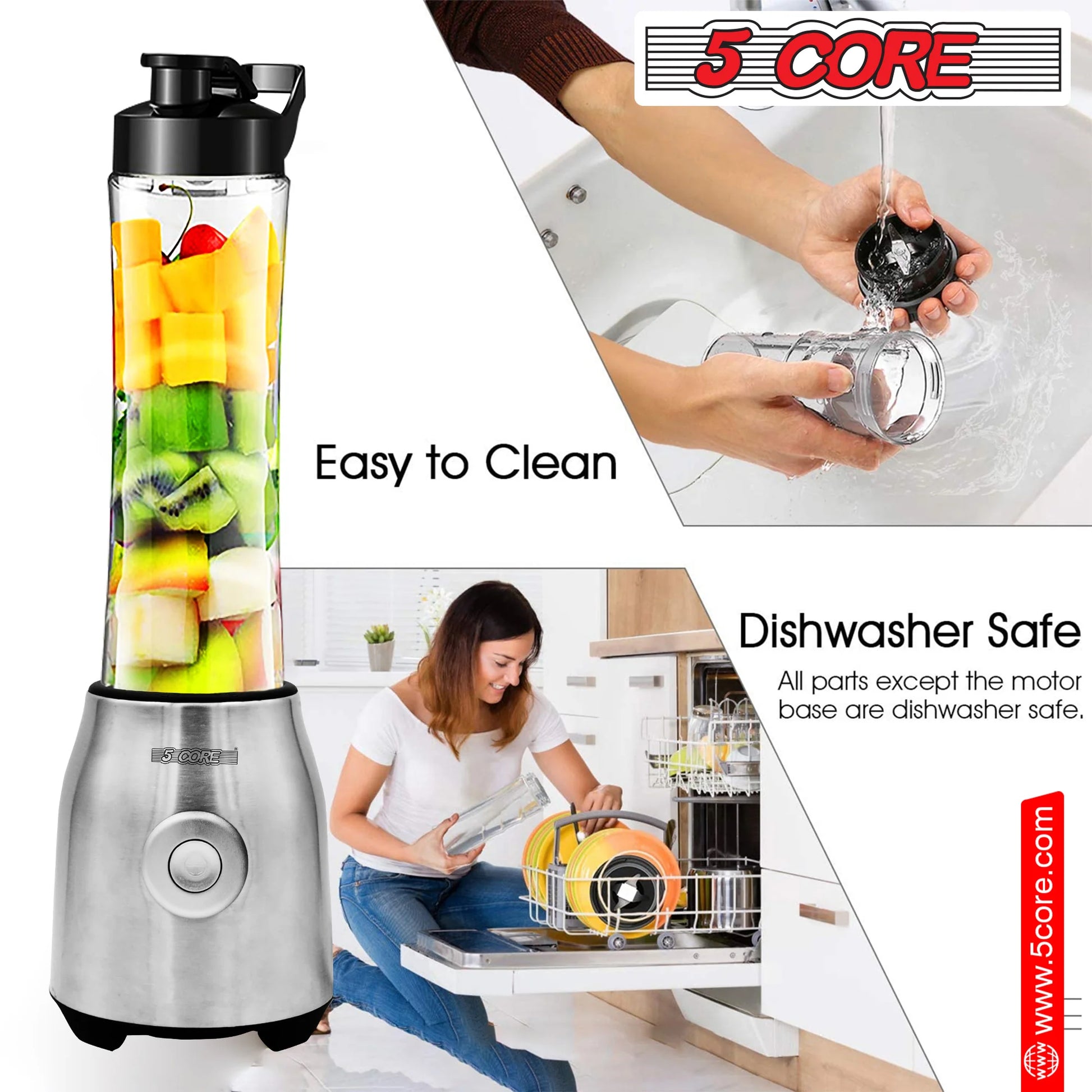 5 Core Portable Blenders for Kitchen 20 Oz Capacity 300W Personal Blender Small Smoothie Maker